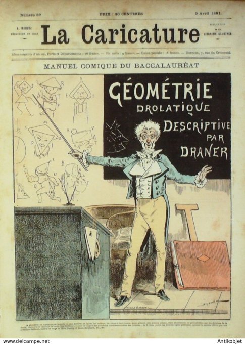 La Caricature 1881 #  67 Manuel du Baccalauréat Barret Draner Amateurs Trock