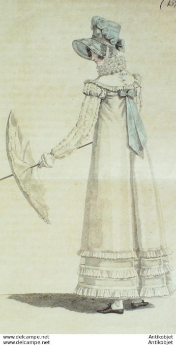 Gravure de mode Costume Parisien 1816 n°1576 Robe perkale