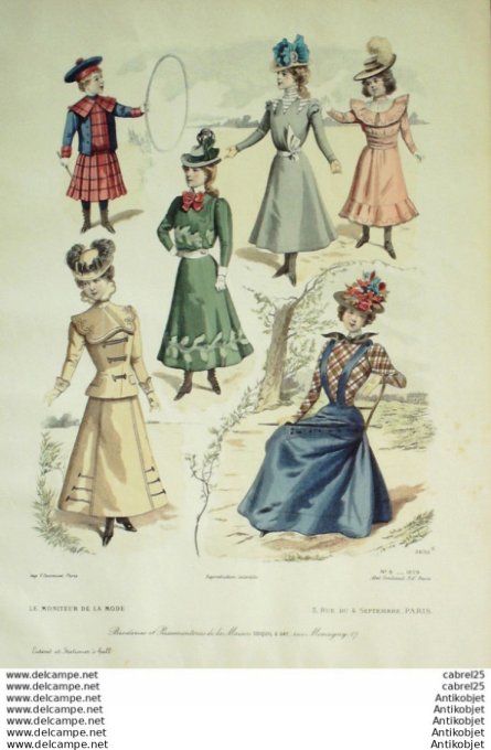 Gravure Mode Le Moniteur 1899 # 08 (Old Fashion plate)