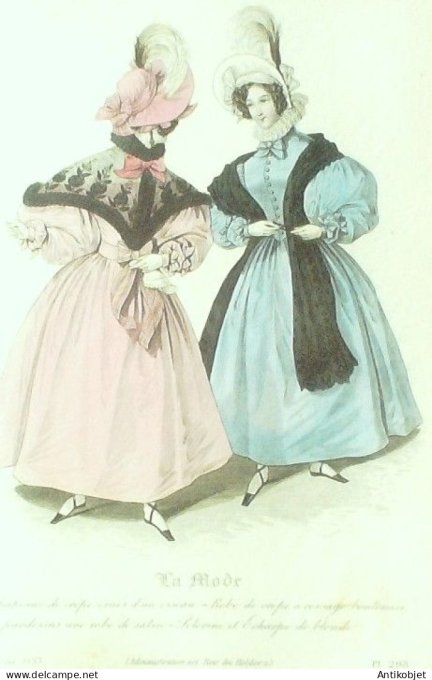 Gravure La mode 1833 # 298 (aquarelle old Fashion plate)