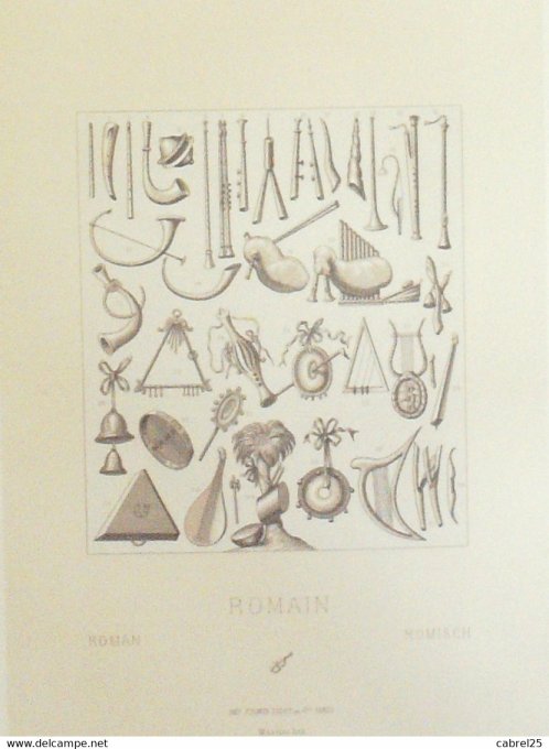 Objet Instruments trompette corne flute tibia gingrina montfaucon cornu musette