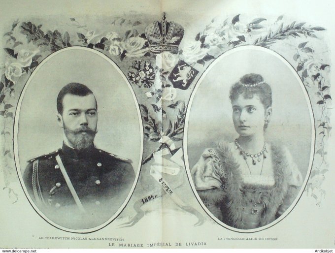 Soleil du Dimanche 1894 n°44 Russie mariage Alice de Hesse Nicolas Alexandrovitch