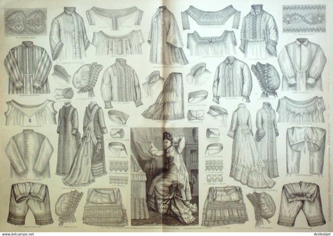 La Mode illustrée journal + gravure associée 1876 # 32