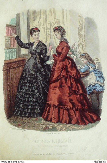 Gravure Mode illustree 1869 # 39 (Old Fashion plate)