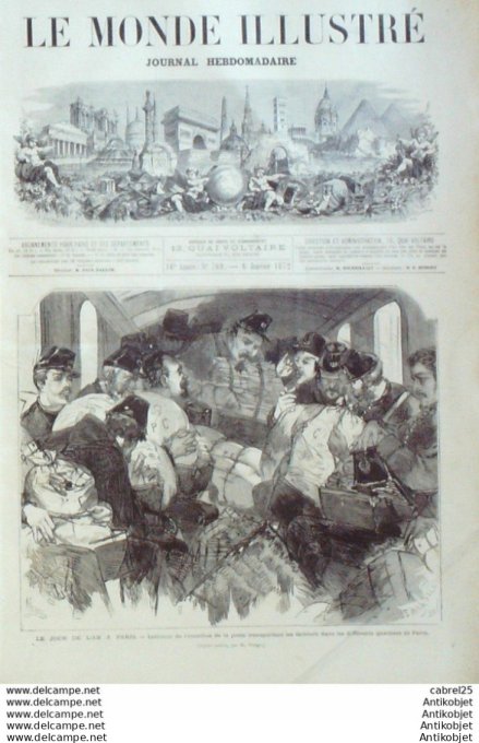 Le Monde illustré 1872 n°769 Jour De L'an Omnibus Postal Controleur Collin Ronde De Fabrique