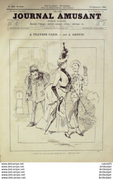 Le Journal Amusant 1886 # 1568 Briguedindaine au Palais Royal par Henri Henriot Militaires par Paul 