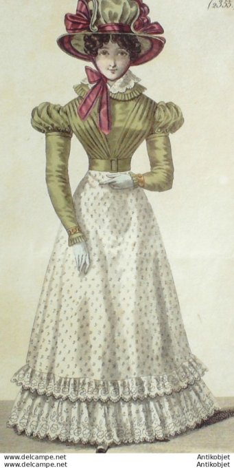 Gravure de mode Costume Parisien 1825 n°2355 Spencer gros de Naples