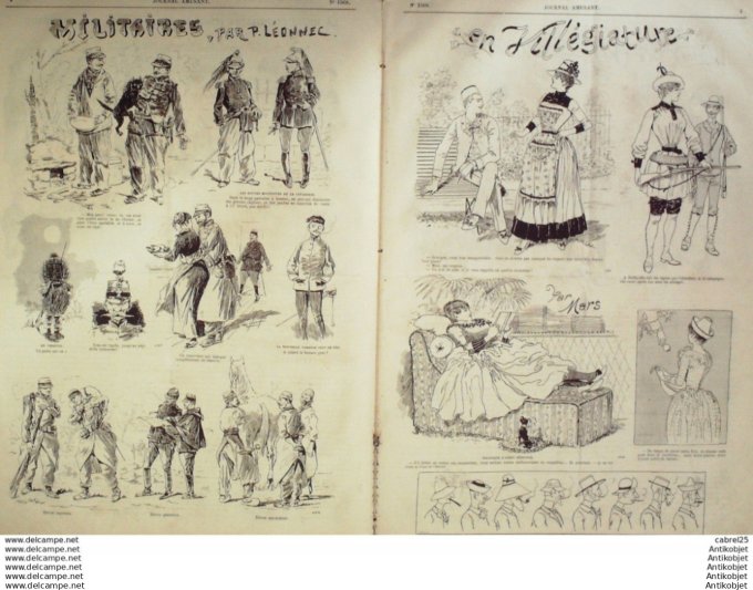 Le Journal Amusant 1886 # 1568 Briguedindaine au Palais Royal par Henri Henriot Militaires par Paul 