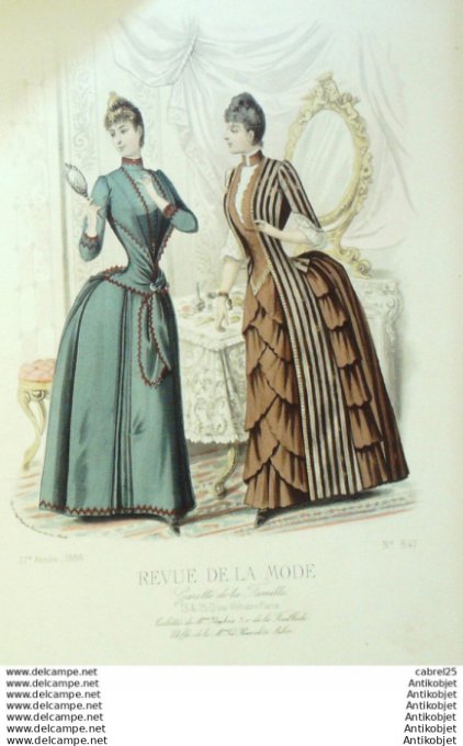 Gravure Mode La Gazette 1888 # 847 (Old Fashion plate)