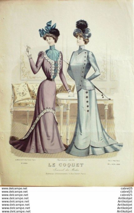 Gravure Mode Le Coquet 1899 # 39 (Old Fashion plate)