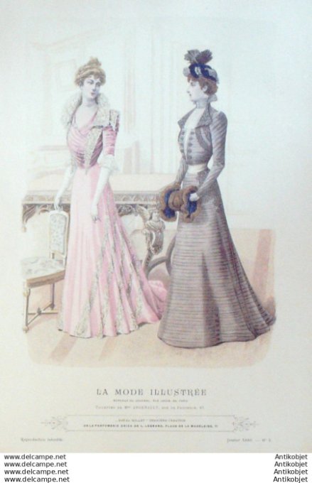 Gravure Mode illustree 1899 # 02 (Old Fashion plate) RARE