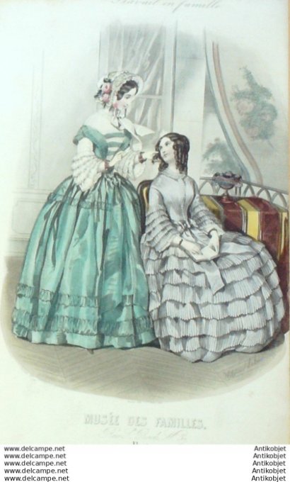 Gravure Mode Musee des familles 1854 # 10 (Old fashion plate)