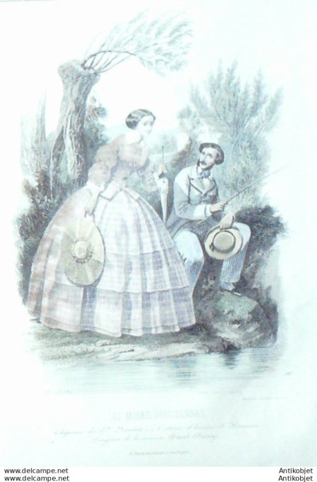 Gravure Les Modes Parisiennes 1849 # 590 Costume homme Maison Humann