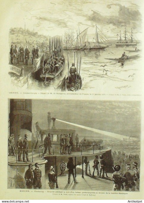 Le Monde illustré 1877 n°1036 Cherbourg (50) Constantinople Vietnam Cholen