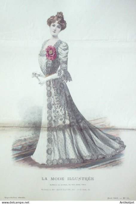 Gravure Mode illustree 1901 # 15 (Old Fashion plate) RARE