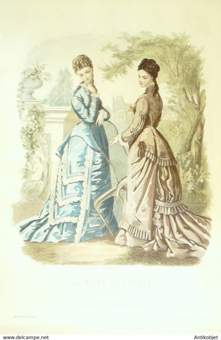 Gravure de mode La Mode illustrée 1876 n°23 (Maison Fladry)
