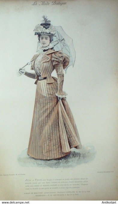 La Mode pratique 1896 # 38 Jupe et veste en soie pékinée