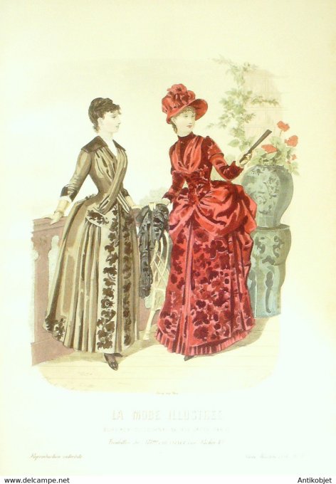 Gravure de mode La Mode illustrée 1884 n°45 (Maison Coussinet)