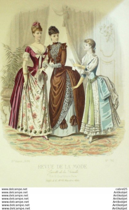 Gravure Mode La Gazette 1886 # 780 (Old Fashion plate)