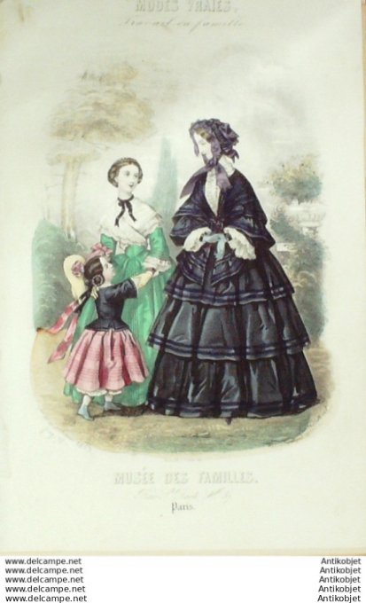 Gravure Mode Musee des familles 1853 # 12 (Old fashion plate)