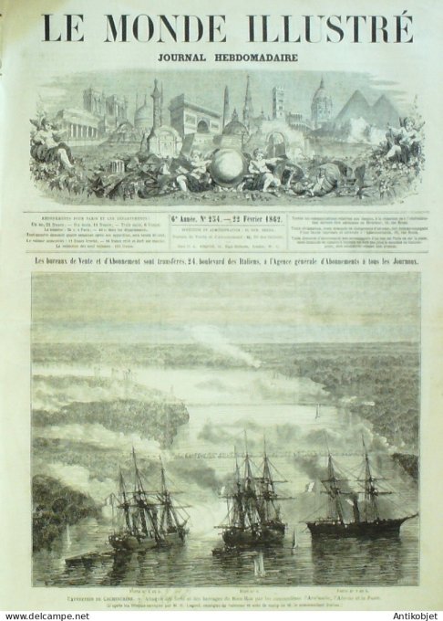 Le Monde illustré 1862 n°254 Spezia Golfe Viet Nam Bien-Hos Mississipi Détroit Messine