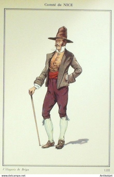 Provence-Alpes-Côte d'Azur Briga (06) Villageois signé  par P.A Leroux XXème