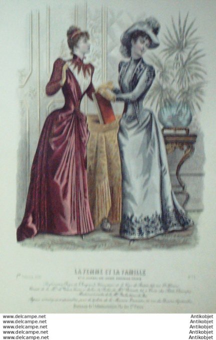 Gravure Mode La Femme & La Famille 1890 # 01 (Old Fashion plate)