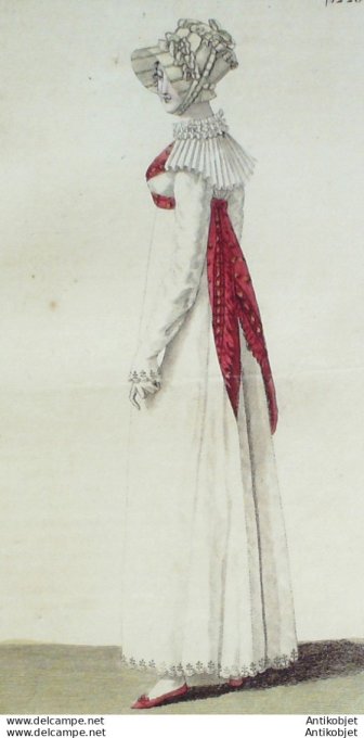 Gravure de mode Costume Parisien 1812 n°1225 Robe perkale