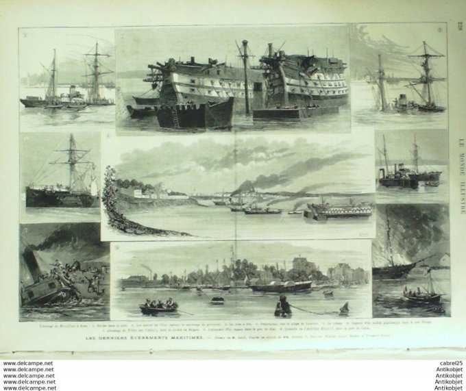 Le Monde illustré 1876 n°1017 Brest Lannion (29) Viet Nam Saigon Russie Kiel St-Pétersbourg Sete (34
