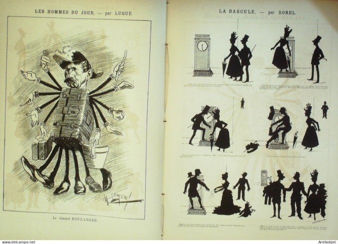 La Caricature 1886 #343 Caran d'Ache Bascule Sorel Gal Boulanger par Luque Nosal Draner