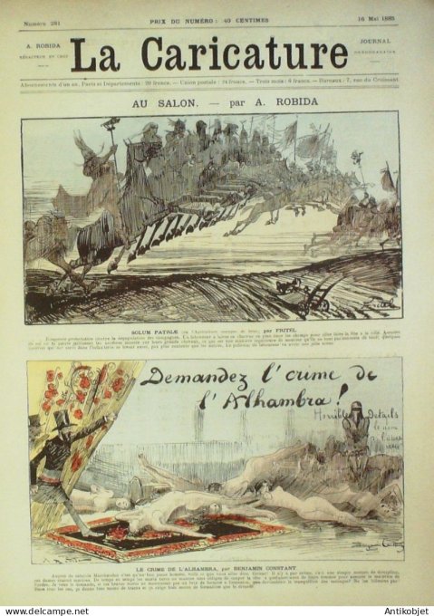 La Caricature 1885 #281 Salon Robida Fiacres de nuit Job abordage Gino Trock