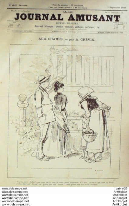 Le Journal Amusant 1886 # 1567 Flaneries a la vapeur de MarsCynghalais au jardin d'Acclimatation par