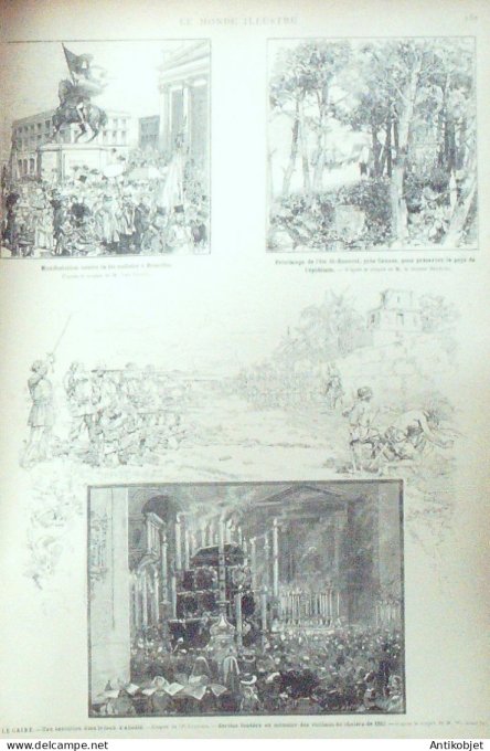 Le Monde illustré 1884 n°1432 Belfort (90) Thiers Bruxelles île St- Honorat (06) Egypte Abazdié