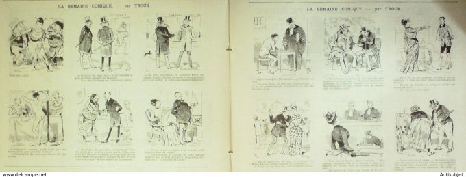 La Caricature 1885 #281 Salon Robida Fiacres de nuit Job abordage Gino Trock