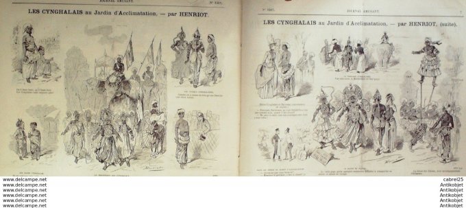 Le Journal Amusant 1886 # 1567 Flaneries a la vapeur de MarsCynghalais au jardin d'Acclimatation par