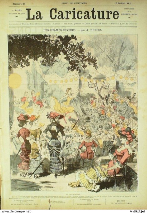 La Caricature 1881 #  81 Champs-Elysées Robida Barret Piquoiseau Loys Gino