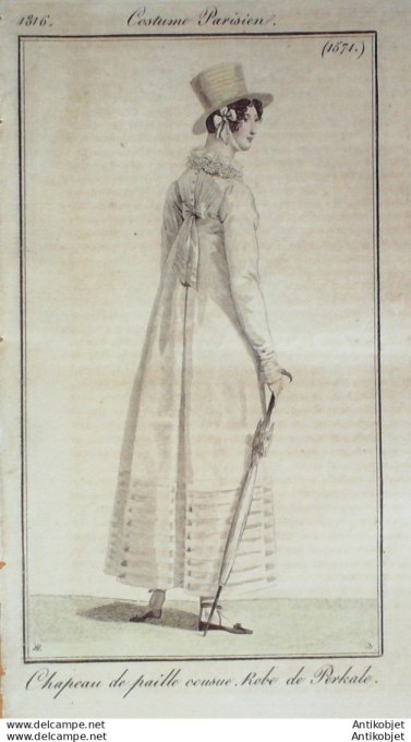 Costume Parisien 1816 # 1571 Robe perkale