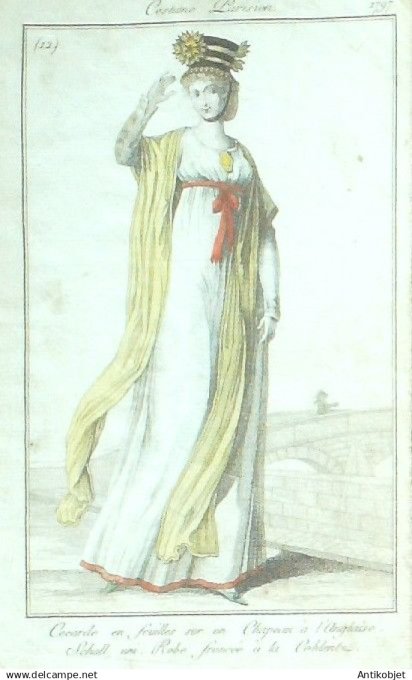 Costume Parisien 1797 an 5 # 12 (eau forte) Robe froncée à  la Coblent
