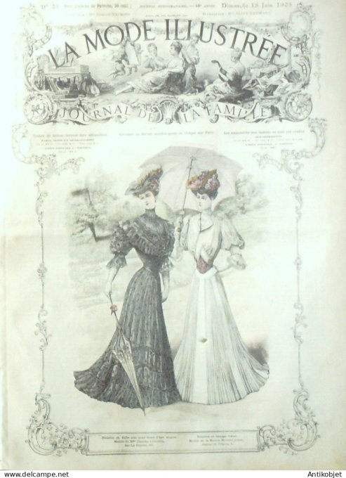 La Mode illustrée journal 1905 n° 25 Toilettes en tulle & lainage