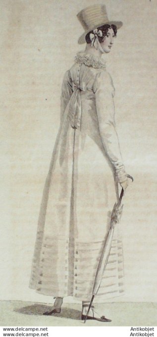 Gravure de mode Costume Parisien 1816 n°1571 Robe perkale