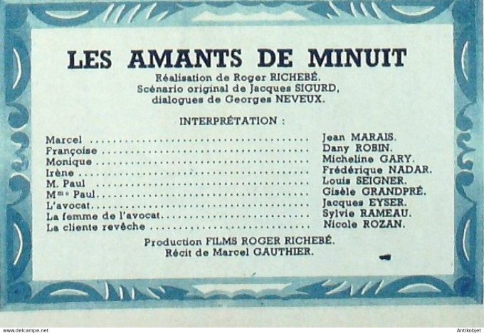Mon Film 351 53-05-13 Les amants de minuit Jean Marais Dany Robin