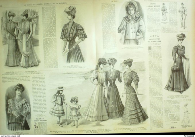 La Mode illustrée journal 1905 n° 25 Toilettes en tulle & lainage