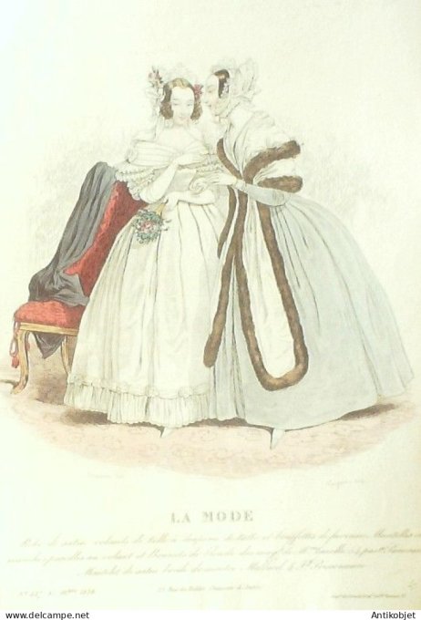 Gravure La mode 1836 # 537 (aquarelle old Fashion plate)