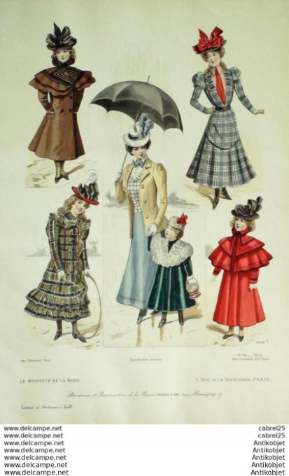 Gravure Mode Le Moniteur 1898 # 48 (Old Fashion plate)