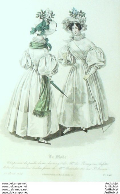Gravure La mode 1832 # 248 (aquarelle old Fashion plate)
