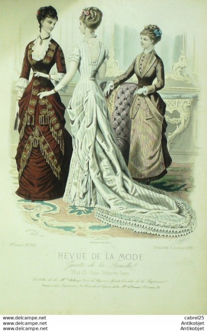 Gravure de mode Revue de la mode Gazette 1879 n°366 (Maison Bardé Plument)