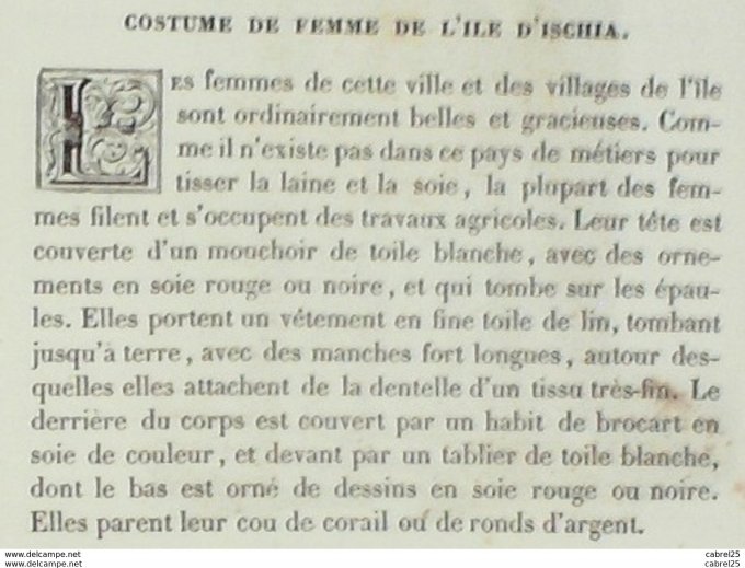 Italie ISCHIA île Villageoise 1859