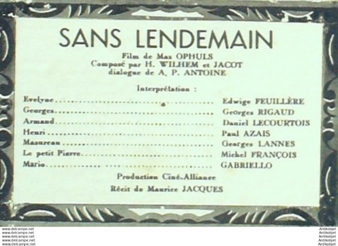 Mon Film   45 47-06- 4 Sans lendemain Edwige Feuilere Ggabriello