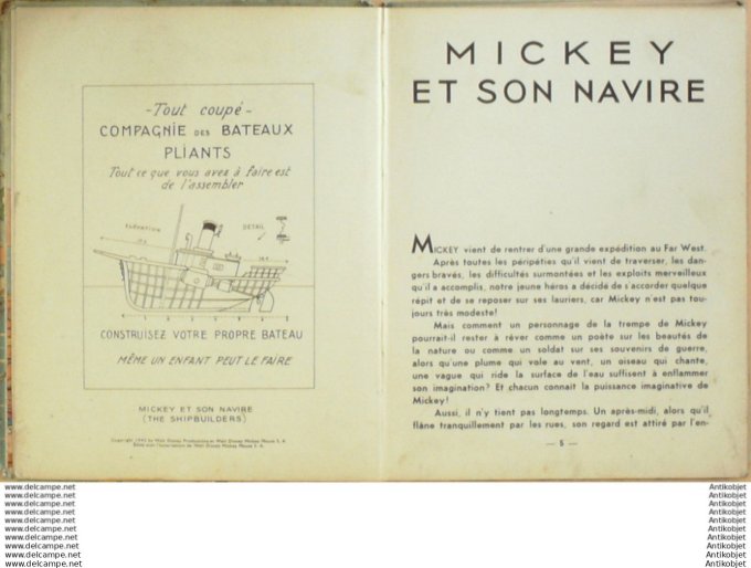 Walt Disney Mickey et son Navire Hachette Eo 1948