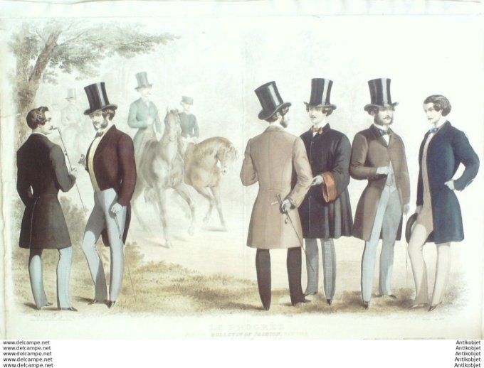 Gravure Mode Le Progres 1856- 4 (Old Fashion plate) Rare